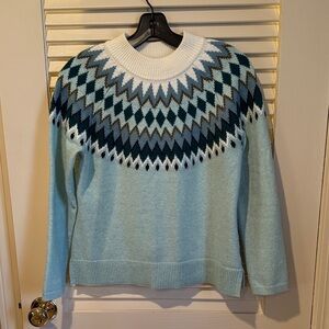 Talbots Mint Green Fair Isle Sweater size Petite Small